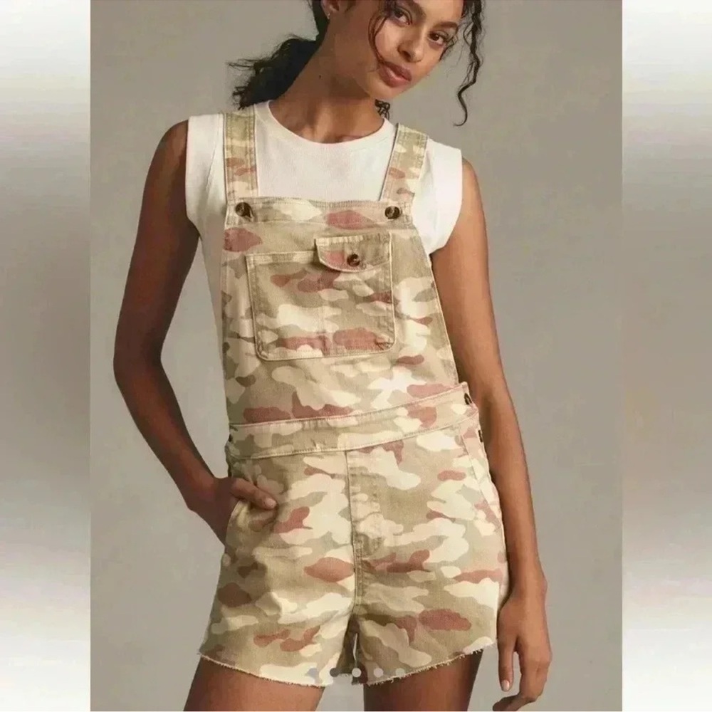 Pilcro Camo Overalls Romper - Size M - NWT